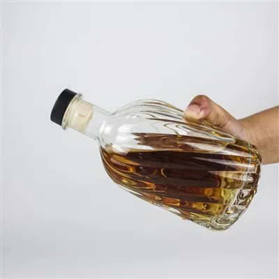 Fluted Thick Bottom Curved Whisky Glass Bottle